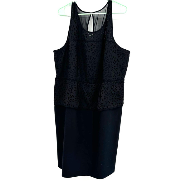 Lane Bryant‎ size 20 black sleeveless peplum style dress lasercut rear zip - Picture 1 of 6